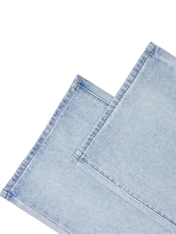Women's Bow Embroidered  Straight Leg Jeans, Casual Pocket Button Fly Denim Trousers for Daily Wear, Ladies Bottoms for All Seasons