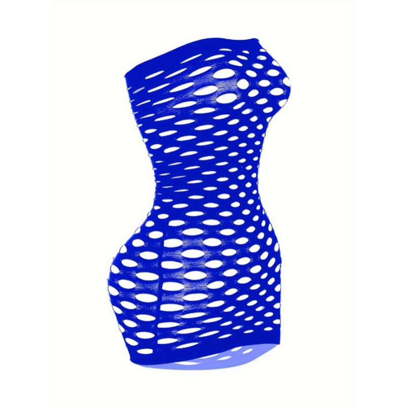 Hot Fishnet Bodycon Babydoll, Ripped Hollow Out Tube Women's Sexy Lingerie & Underwear Bodystocking Stocking Dress