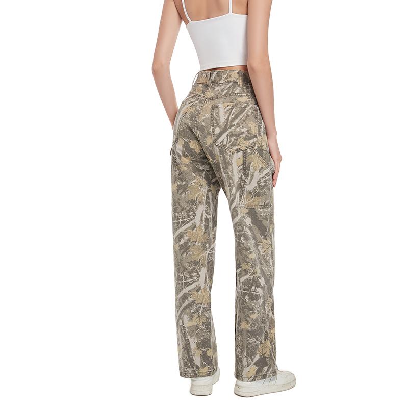 PinkyMoor Women's Camping Pants Camouflage Pants Low Rise Loose Pants Waistband Pocket Jeans Women's Camouflage Jeans Fashion Casual Hip Lifting Jeans