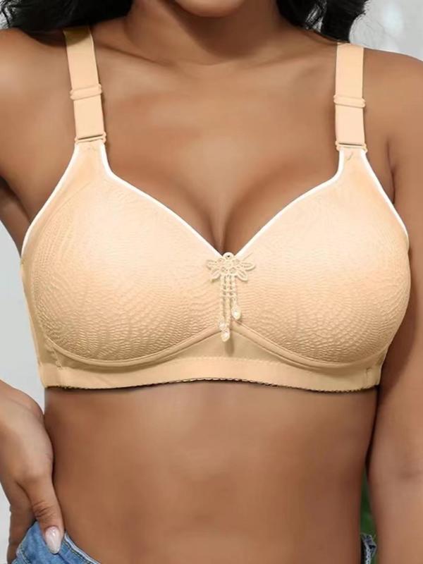 Women's Solid Color Contrast Lace Wireless Push Up Bra, Adjustable Strap Lingerie Top, Soft Comfortable Breathable Lingerie Underwear Sets for All Seasons