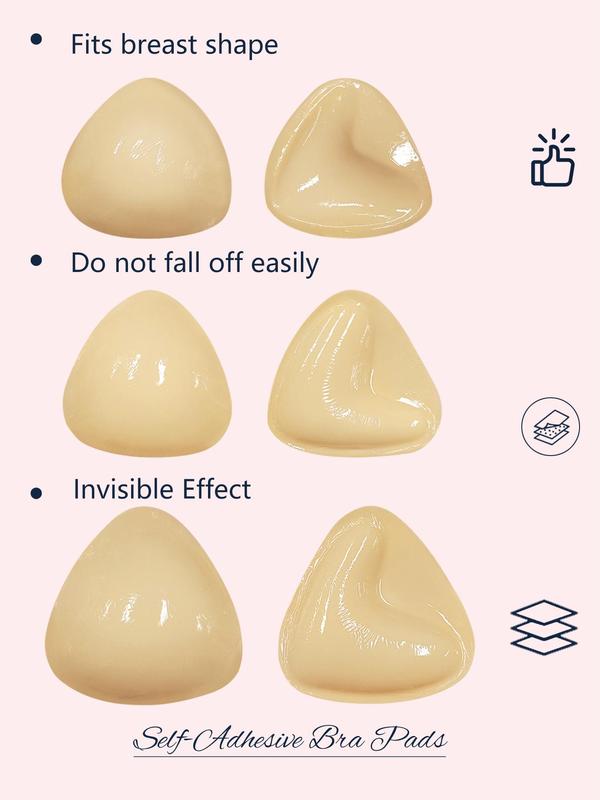 Sticky Inserts - Instant Chest Double Sided Adhesive Bra Cup, Wear Enhancer, Push Up Ultra Breast Inserts Womenswear Accessories, Back to School Reusable Soft Invisible Sticky Bra Pad, Silicone Self Adhesive Bra Pad, Women's Lingerie Accessories