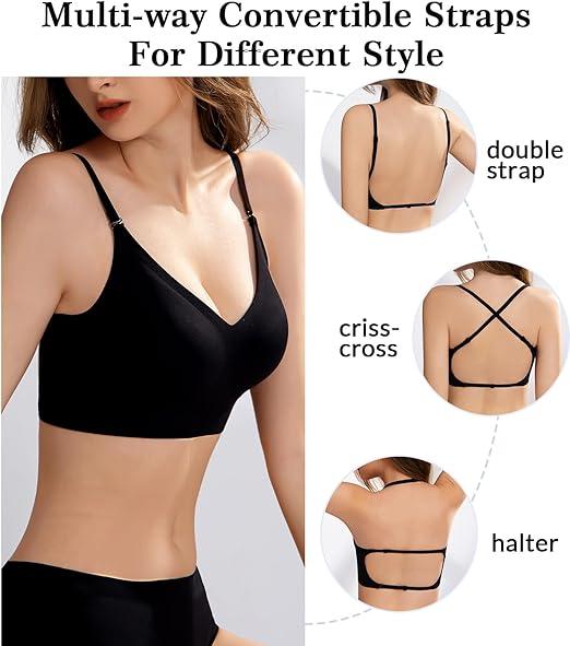 Women's Low Back Wirefree Seamless Bra  Underwear 、Backless Bras,  Womenswear Lady Sexy Comfortable Lingerie Bridal Basic Minimalist