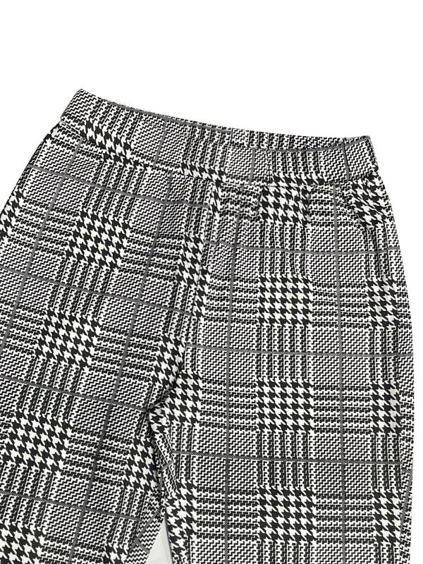 Women's Geometric Houndstooth Print High Waist Skinny Pants, Casual Comfy Pocket Design Trousers for Spring & Fall, Fashion Women's Bottoms for Daily Wear, Pants for Women