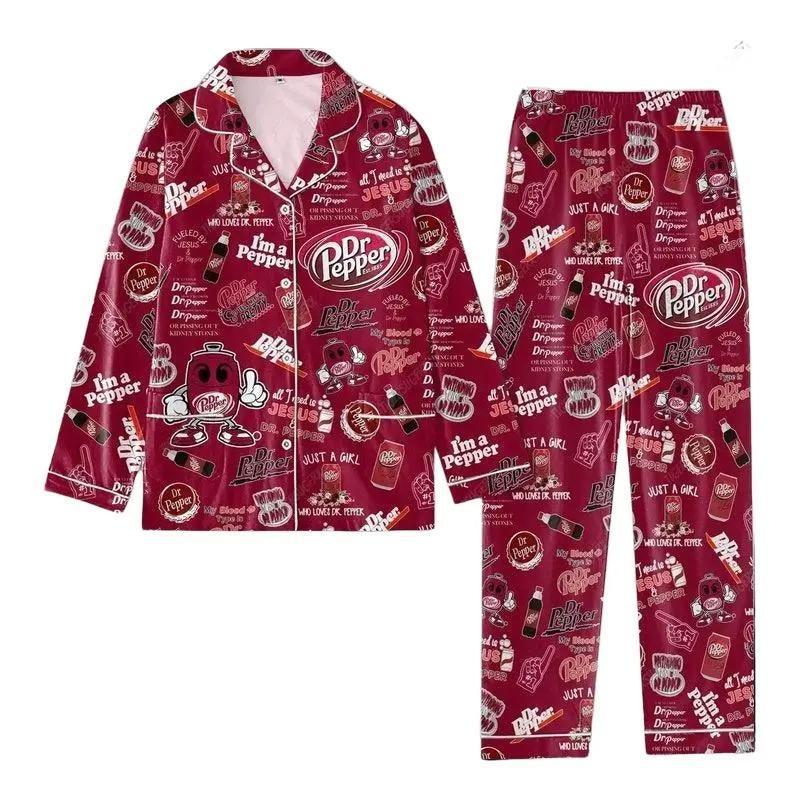 Christmas Dr. Pepper Pajamas Set, Cozy loungewear, Gift For Her, Idea Christmas Gifts, Comfort Womenswear, Nightwear