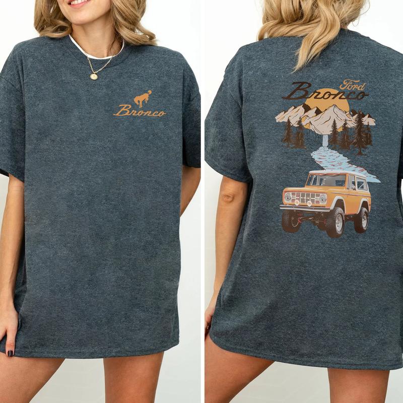 Vintage Ford Bronco T-Shirt, The Car National Park Graphic 2-Sided Shirt, Comfy Clothing, Cotton Fabric Tshirt, Printed Women's Top, Casual Womenswear