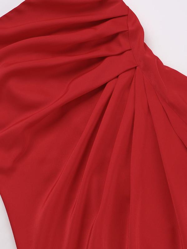 Women's Plain Ruched Backless Bodycon Tube Dress, Elegant Sleeveless Split Hem Maxi Dress for Party Club Dating Wear, Ladies Clothes for All Seasons