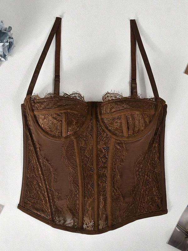 Women's Lace Adjustable Strap Shapewear Cami Top, Solid Asymmetrical Hem Corset Top, Tummy Control Shaper for Women