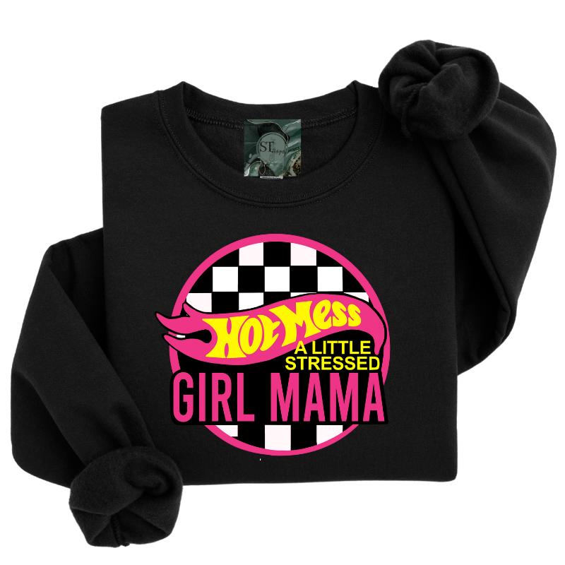Hot Mess Mama Black Sweatshirt or T-Shirt - Unisex Fit, Soft Fleece Inside, Casual Comfort - Womenswear, Pullover
