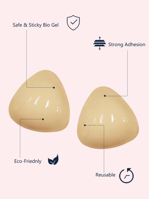 Sticky Inserts - Instant Chest Double Sided Adhesive Bra Cup, Wear Enhancer, Push Up Ultra Breast Inserts Womenswear Accessories, Back to School Reusable Soft Invisible Sticky Bra Pad, Silicone Self Adhesive Bra Pad, Women's Lingerie Accessories