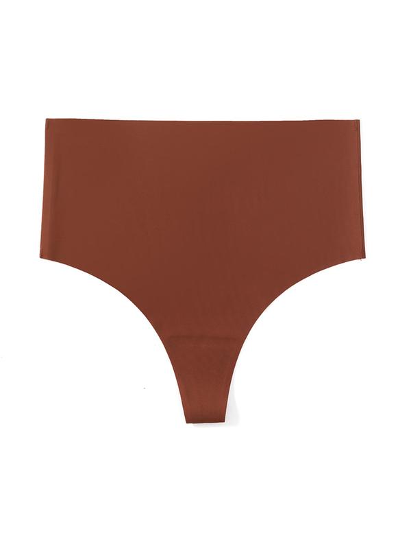 Women's 4pcs Solid Color High Waist Thong, Comfy Breathable Seamless Knicker for Daily Wear,  Underwear for Women, Ladies Underwear for All Seasons