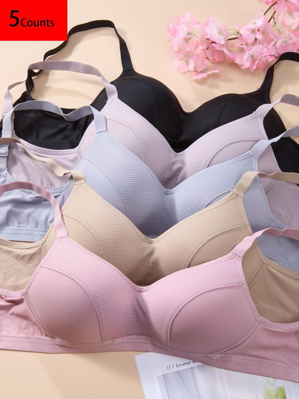 Women's Solid Wireless Push Up Bra, Comfortable Adjustable Straps Seamless Bra, Women's Lingerie for All Seasons