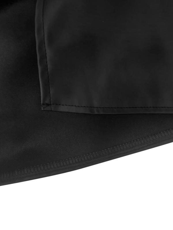  Solid Split Thigh Zipper Back PU Leather Skirt, Elegant Fashion High Waist Long Skirt for Party Club Dating, Women's Clothing for All Seasons