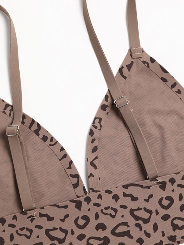 Women's All Over Leopard Print Sexy Lingerie Set, Sexy Push Up Bra & Panty Set, Women's Underwear & Lingerie for Romantic Nights