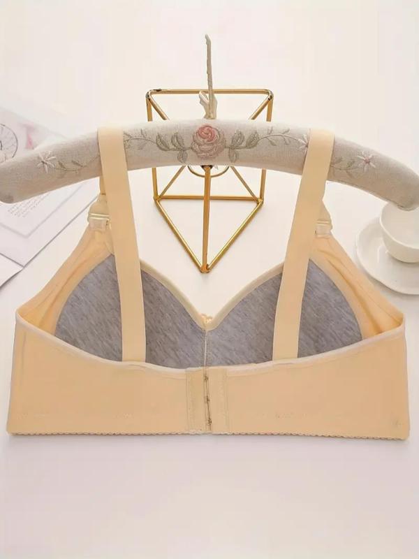 Women's Solid Color Contrast Lace Wireless Push Up Bra, Adjustable Strap Lingerie Top, Soft Comfortable Breathable Lingerie Underwear Sets for All Seasons