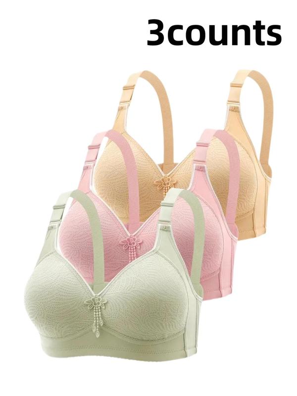 Women's Solid Color Contrast Lace Wireless Push Up Bra, Adjustable Strap Lingerie Top, Soft Comfortable Breathable Lingerie Underwear Sets for All Seasons