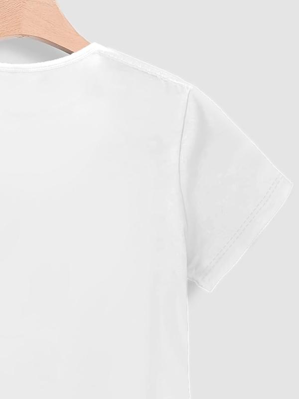 Women's Rose & Mexican Flag Print Round Neck Tee, Casual Short Sleeve Crew Neck T-Shirt for Summer, Fashion Women's Top for Daily Wear