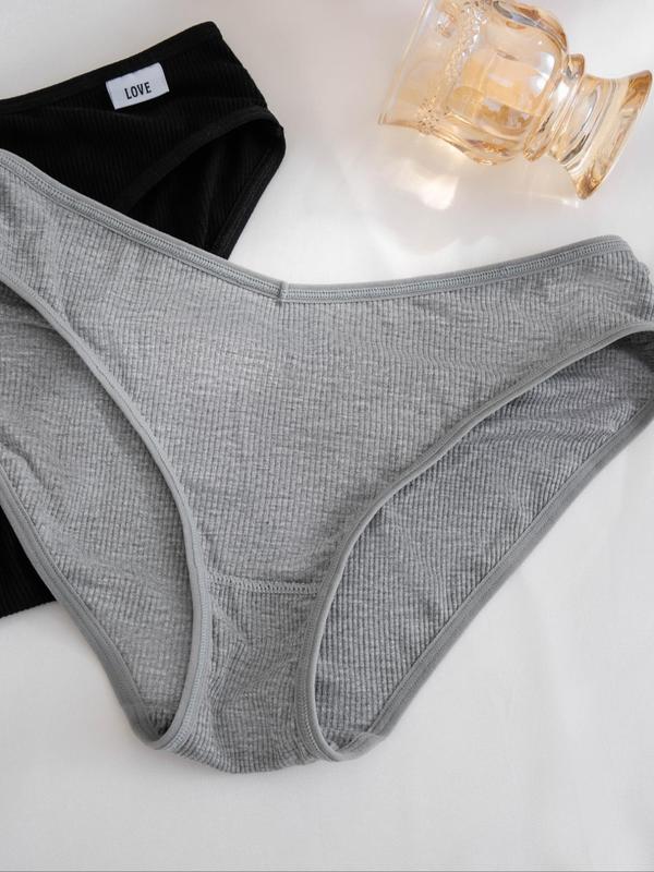 Women's Solid Color Letter Label Panty, Soft Comfy Breathable Knicker for Daily Wear, Underwear for All Seasons
