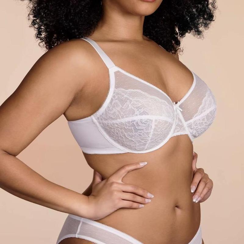 [Live] Unlined breathable lace lightweight bra, large size bra without padding, ultra-thin and comfortable, support sagging breasts, with wire