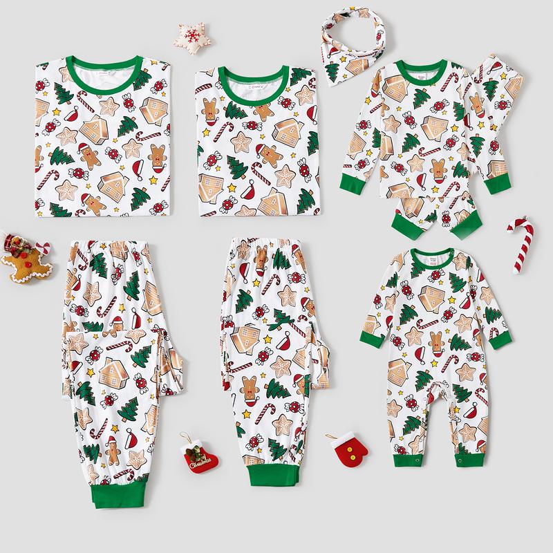 PatPat Christmas Pajamas Family Matching Cute Cartoon Print Pajamas Family Clothing Sets Family Costumes (Flame Resistant)