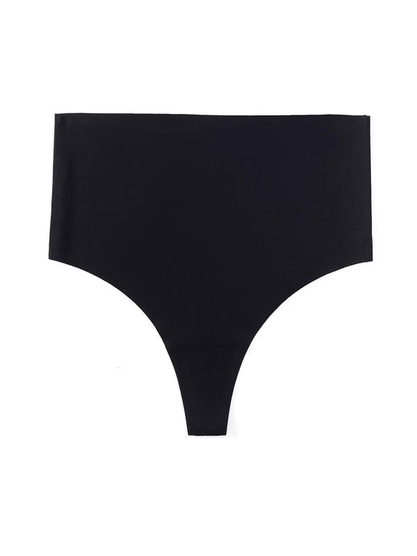Women's 4pcs Solid Color High Waist Thong, Comfy Breathable Seamless Knicker for Daily Wear,  Underwear for Women, Ladies Underwear for All Seasons
