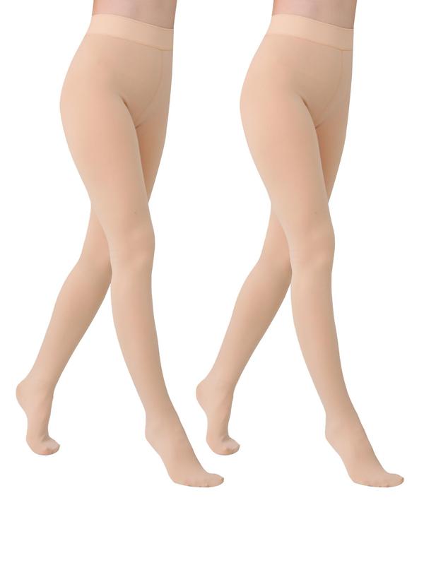 Women's Solid High Waist Thermal Lined Tights, Casual Comfy Warm Pantyhose for Daily Wear, Ladies Socks for Fall & Winter