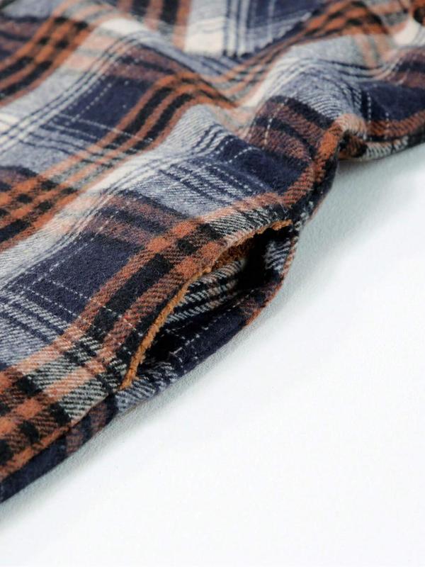 Women's Plaid Print Button Front Hooded Coat, Casual Long Sleeve Pocket Outerwear for Fall & Winter, Women's Clothing for Daily Wear