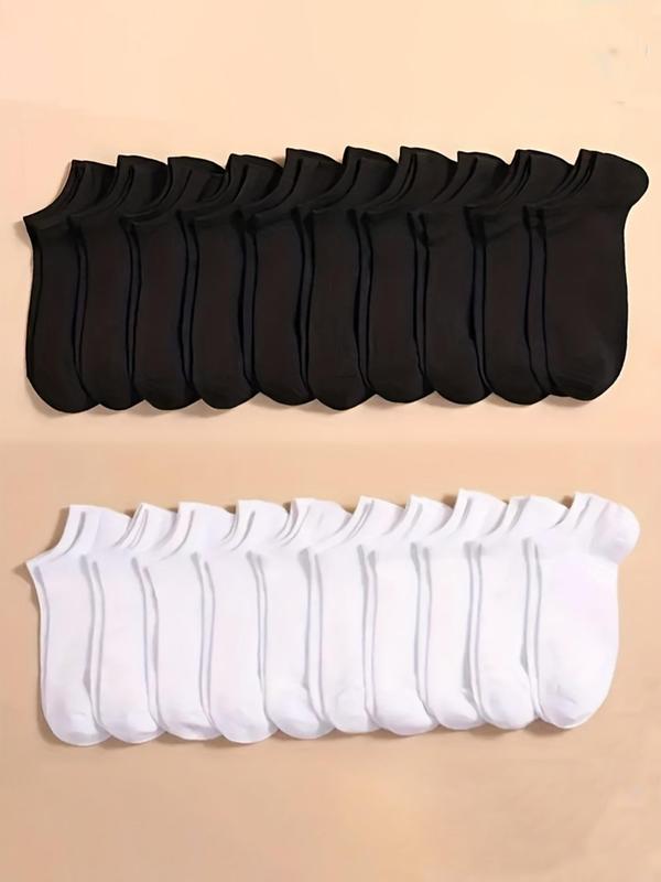 Women's 20 Pairs Solid Ankle Socks, Basic Casual Breathable Comfort Cozy Low Cut Socks for All Seasons, Women's Socks for Daily Wear