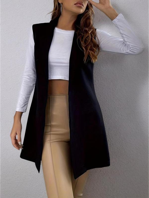 Women's Solid Color Vest Blazer without Tee, Elegant Sleeveless Outerwear for Work Office Business, Ladies Clothes for All Seasons, Going Out Outfits 2024