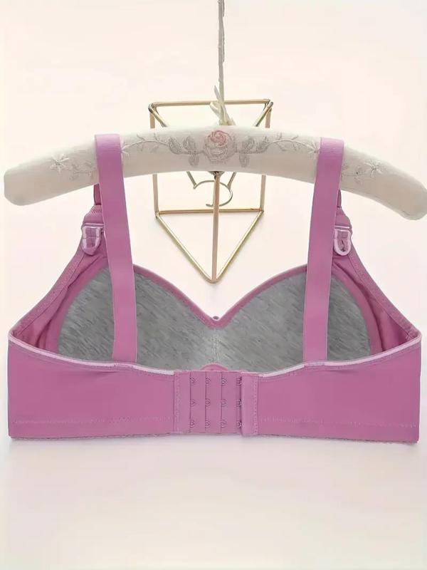 Women's Solid Color Contrast Lace Wireless Push Up Bra, Adjustable Strap Lingerie Top, Soft Comfortable Breathable Lingerie Underwear Sets for All Seasons