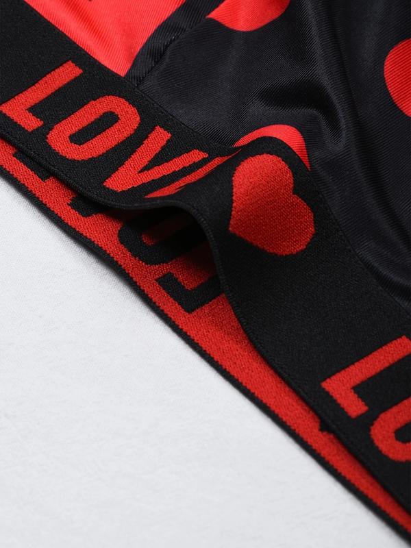  Heart & Letter Print Tape Wireless Bralette, Casual Comfy Breathable Bra for Daily Wear, Women's Lingerie for All Seasons
