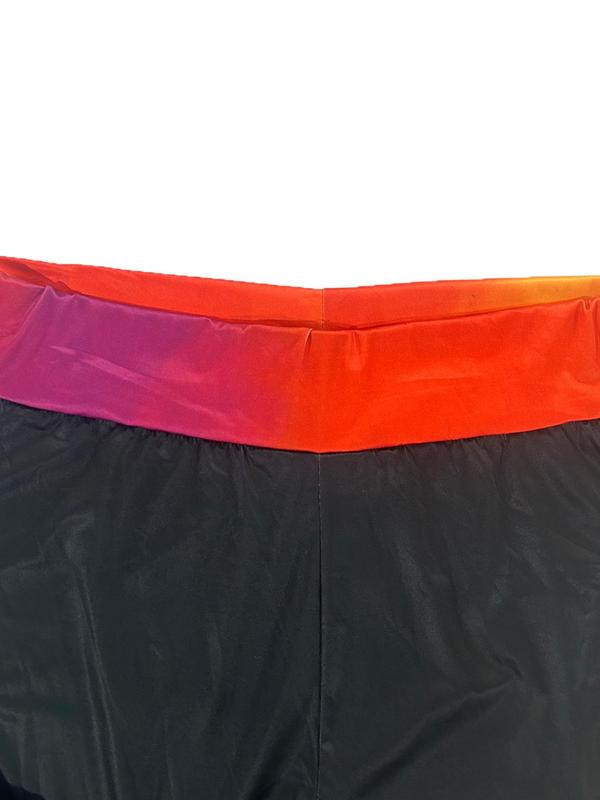  Plus Colorblock High Waist Wide Leg Pants, Casual Comfy Trousers for Daily Wear, Women's Bottoms for Summer