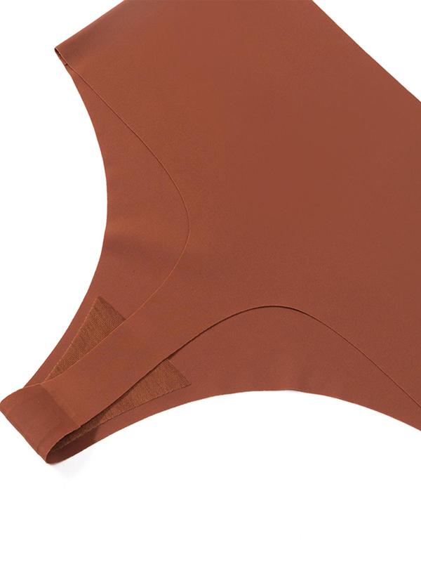 Women's 4pcs Solid Color High Waist Thong, Comfy Breathable Seamless Knicker for Daily Wear,  Underwear for Women, Ladies Underwear for All Seasons