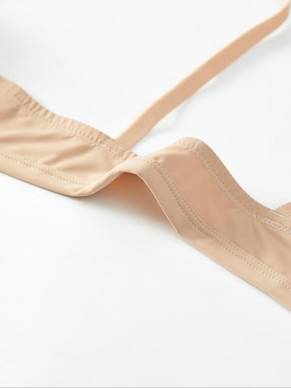 Women's Solid Buckle Front Adjustable Strap Push Up Bra, Soft Comfortable Breathable Lingerie Top for Daily Wear, Underwear for All Seasons