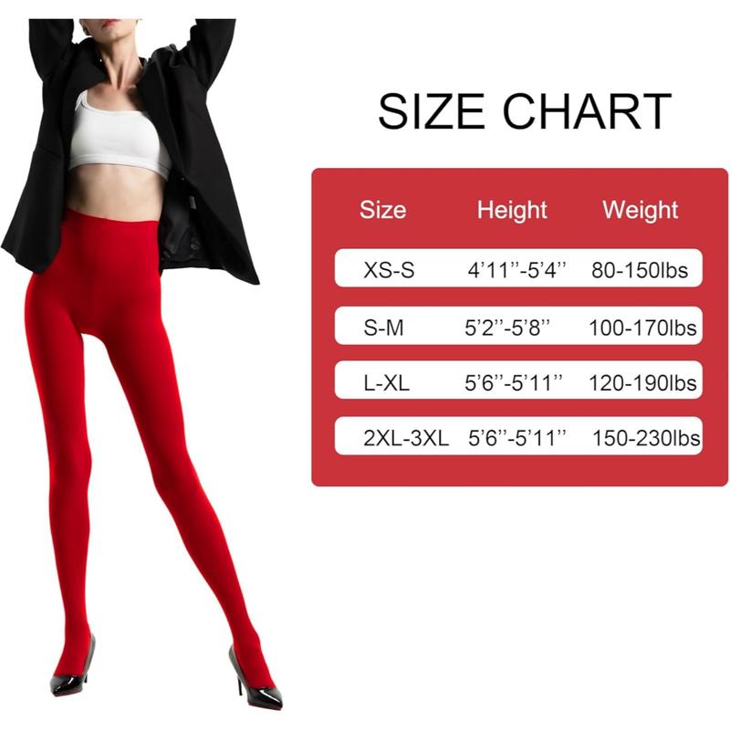 Women's 80 Denier Soft Opaque Tights, High Waist Solid Color Footed Pantyhose 20+ Colors