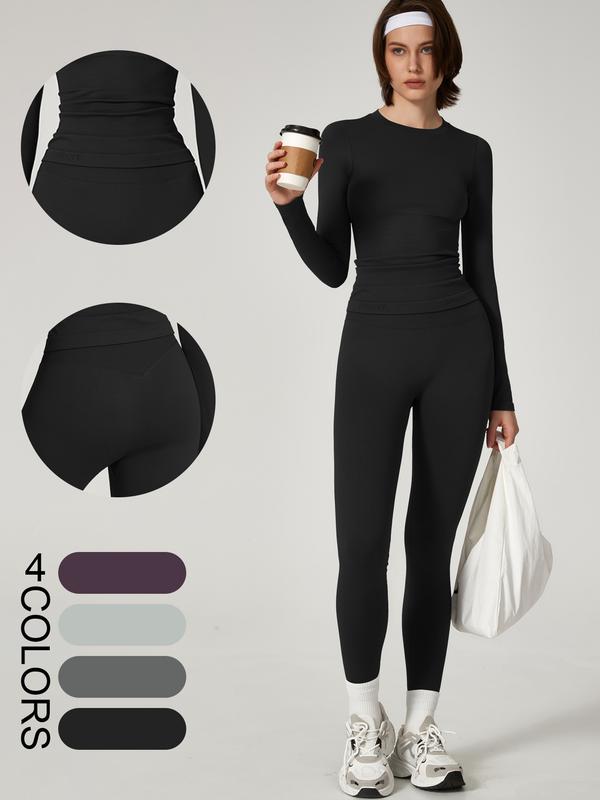 NcmRyu Womens Fashion Long Sleeve suit，Long Sleeve Bodysuit，Ultra Soft Cotton Leggings,bodysuit womenswear,Bodysuits Comfortable Fit Round Neck Top