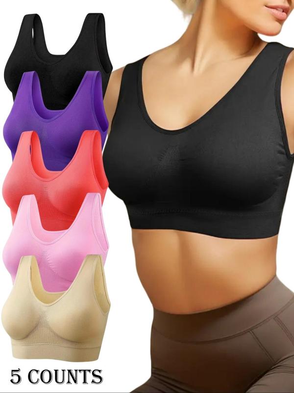 Women's Solid Wireless Push Up Bra, Soft Comfortable Breathable Bra, Women's Lingerie for All Seasons