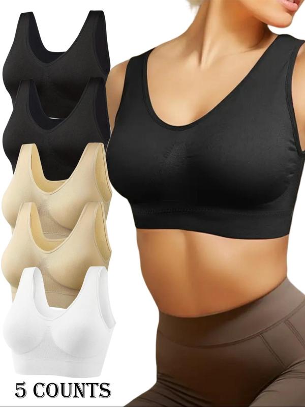 Women's Solid Wireless Push Up Bra, Soft Comfortable Breathable Bra, Women's Lingerie for All Seasons
