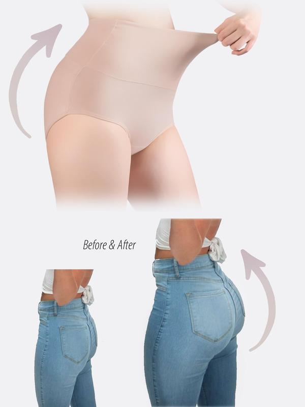 Women's Plain High Waist Butt Lift Panty, Summer Wear, Solid Color Seamless Panties, Soft Comfy Breathable Knicker for Daily Wear