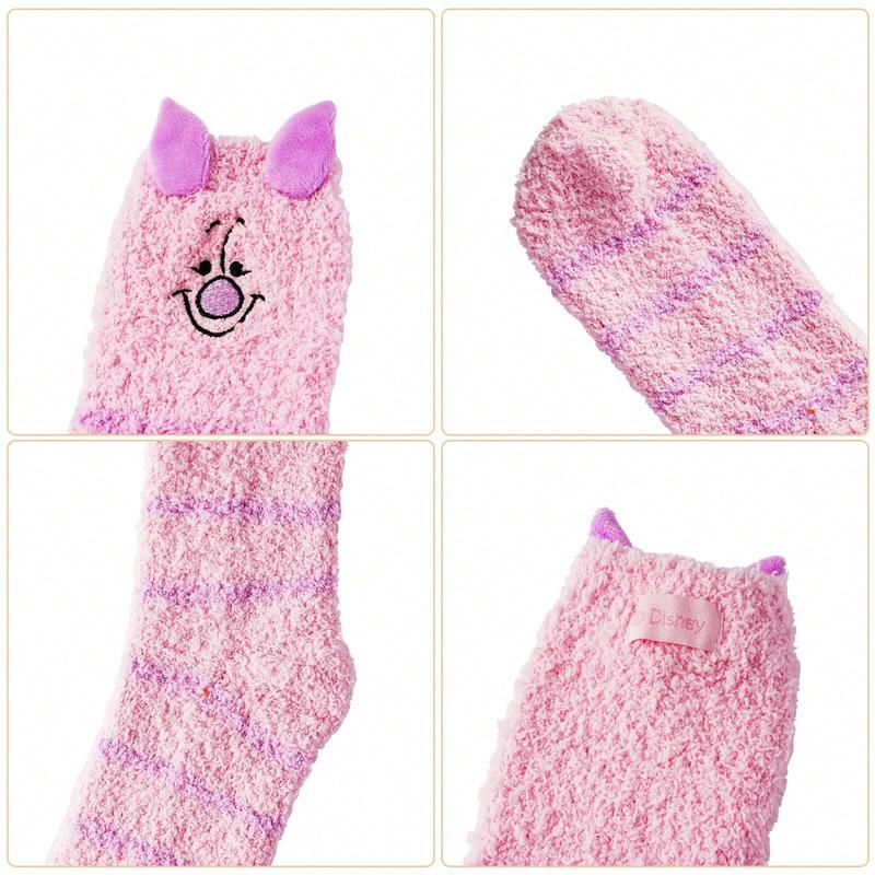 Disney Women's Cute Fuzzy Socks Warm Cartoon Animal Socks Elastic Casual Cozy Socks for Fall & Winter Polyester Womenswear