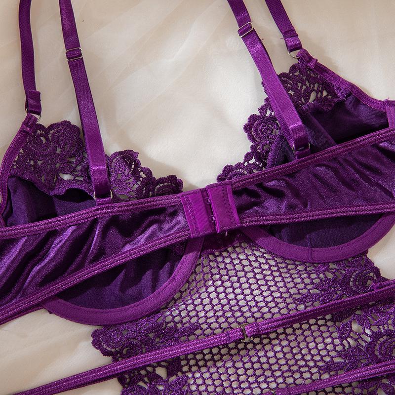 Women's Sexy  Purple Lace Lingerie Set underwear set sexy costume Womenswear Lady Comfort Basic Minimalist Spaghetti Strap lingerie set sexy comfy lingerie