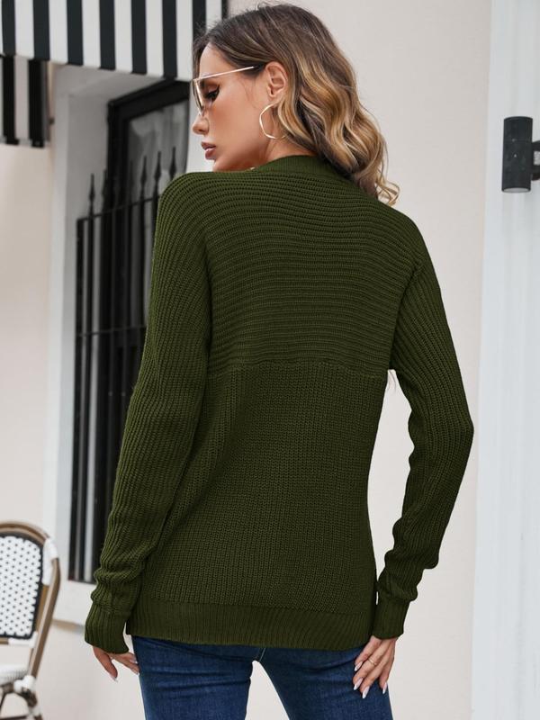 Women's Plain Crew Neck Sweater Pullover, Casual Long Sleeve Jumper for Fall & Winter, Fashion Ladies' Knitwear for Daily Wear