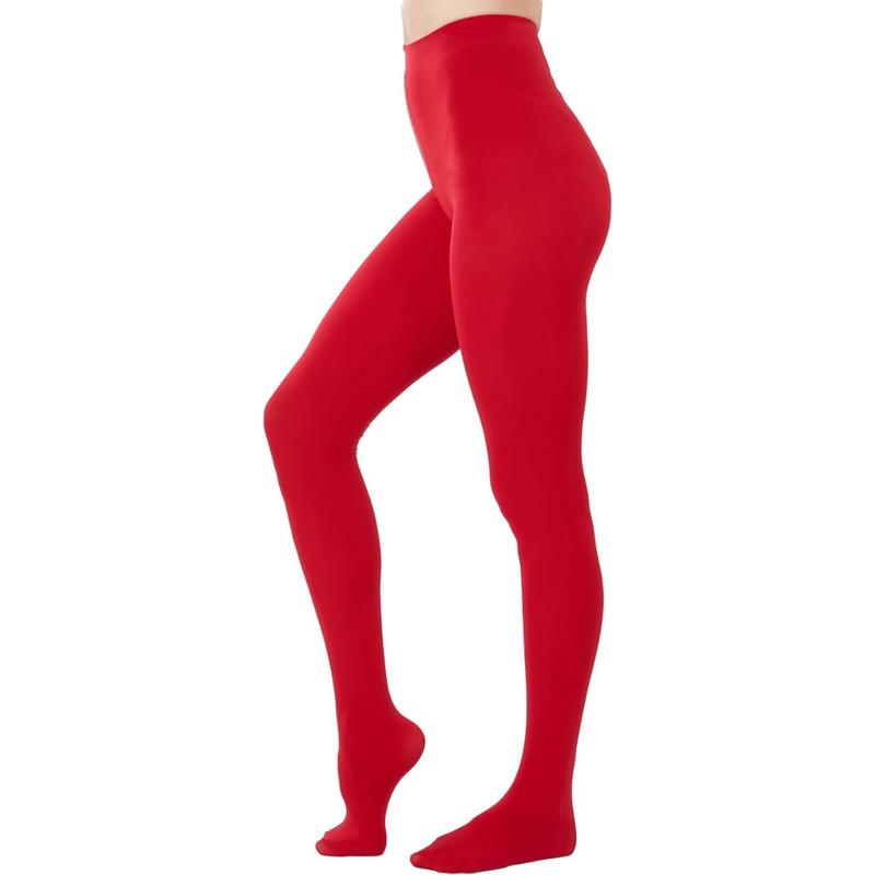 Women's 80 Denier Soft Opaque Tights, High Waist Solid Color Footed Pantyhose 20+ Colors