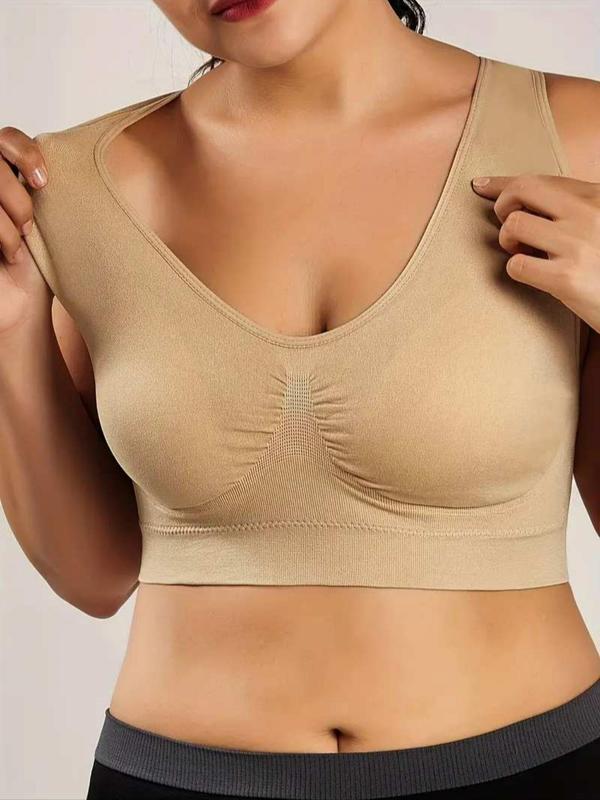 Women's Solid Wireless Push Up Bra, Soft Comfortable Breathable Bra, Women's Lingerie for All Seasons