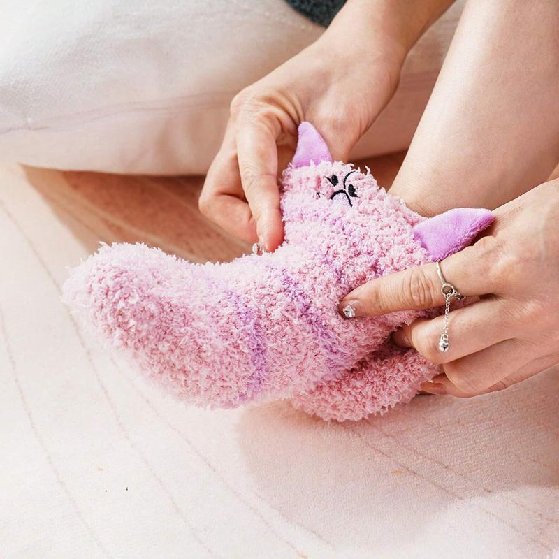 Disney Women's Cute Fuzzy Socks Warm Cartoon Animal Socks Elastic Casual Cozy Socks for Fall & Winter Polyester Womenswear