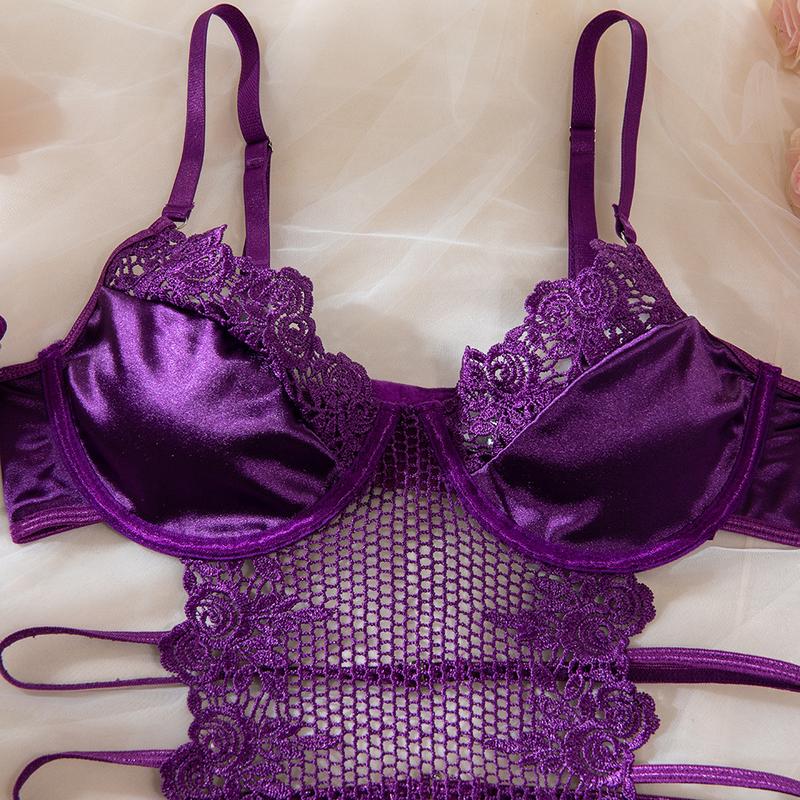 Women's Sexy  Purple Lace Lingerie Set underwear set sexy costume Womenswear Lady Comfort Basic Minimalist Spaghetti Strap lingerie set sexy comfy lingerie