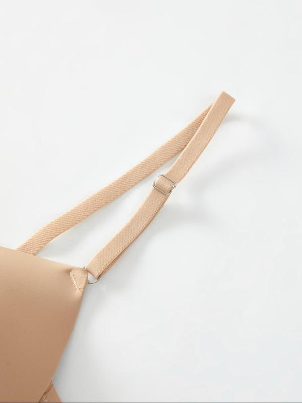 Women's Solid Buckle Front Adjustable Strap Push Up Bra, Soft Comfortable Breathable Lingerie Top for Daily Wear, Underwear for All Seasons
