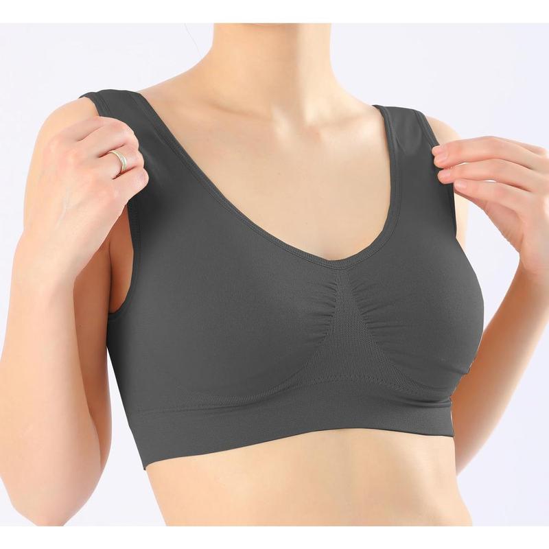 Women's 3-Pack Seamless Wireless Removable Pads Sports Bra
