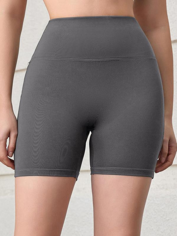 Women's High Waist Flap Pocket Shorts, Casual Solid Color Skinny Shorts, Summer Bottoms, Ladies Bottoms for Daily Outdoor Wear