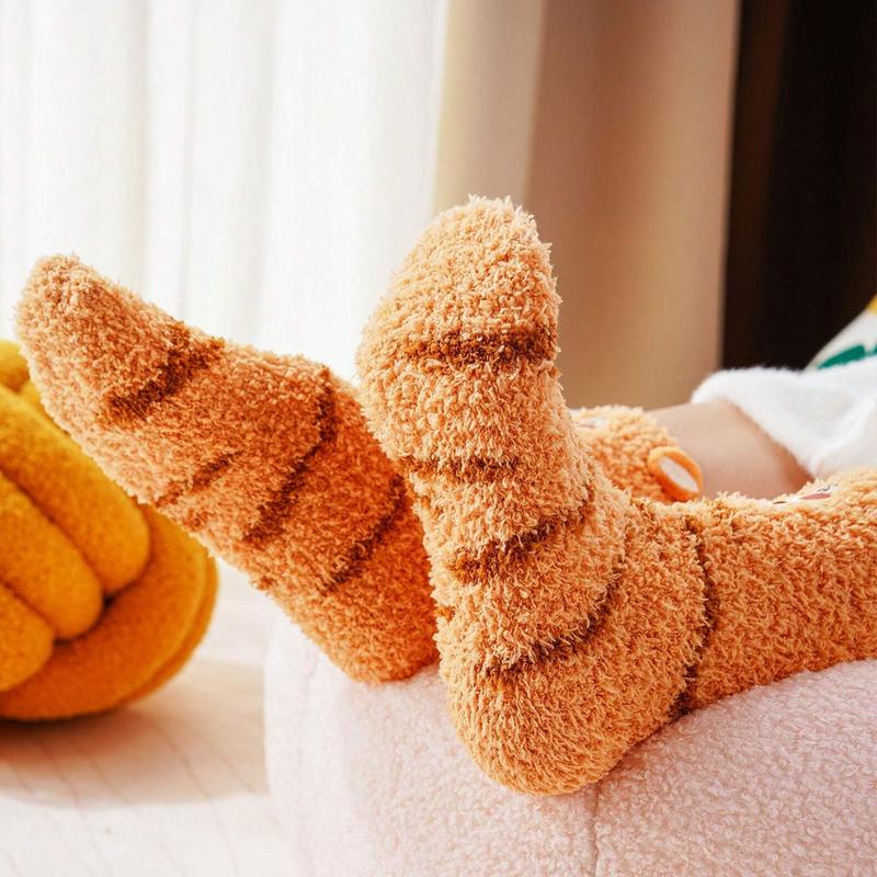 Disney Women's Cute Fuzzy Socks Warm Cartoon Animal Socks Elastic Casual Cozy Socks for Fall & Winter Polyester Womenswear