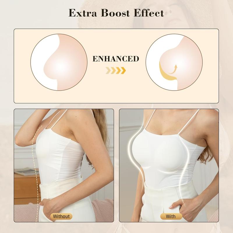 2 Pcs Push Up Ultra Boost Sticky Inserts Reusable Padded Double Side Adhesive Bra Pad Inserts for Swimsuits Seamless Sticky Bra Cup Bikini Covers